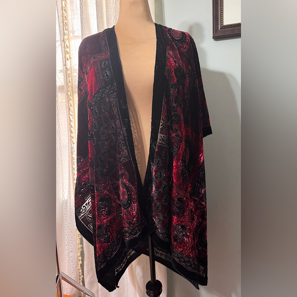 NWT Lovestitch Noelle Velvet Kimono O/S •best fit=0X-3X